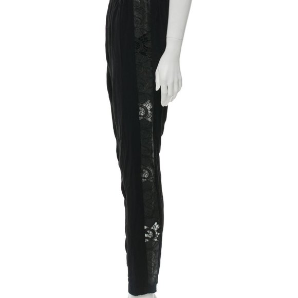 Alexis Skinny Leg Pants Lace Inserts Black High Rise NEW Size S